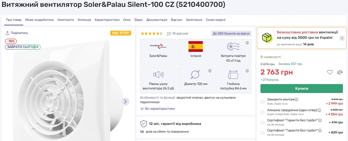 Акції в картці товару